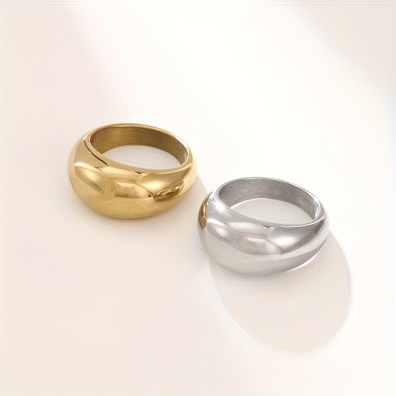 Stainless Steel Wide Band Ring for Women Minimalist Statement Ring
