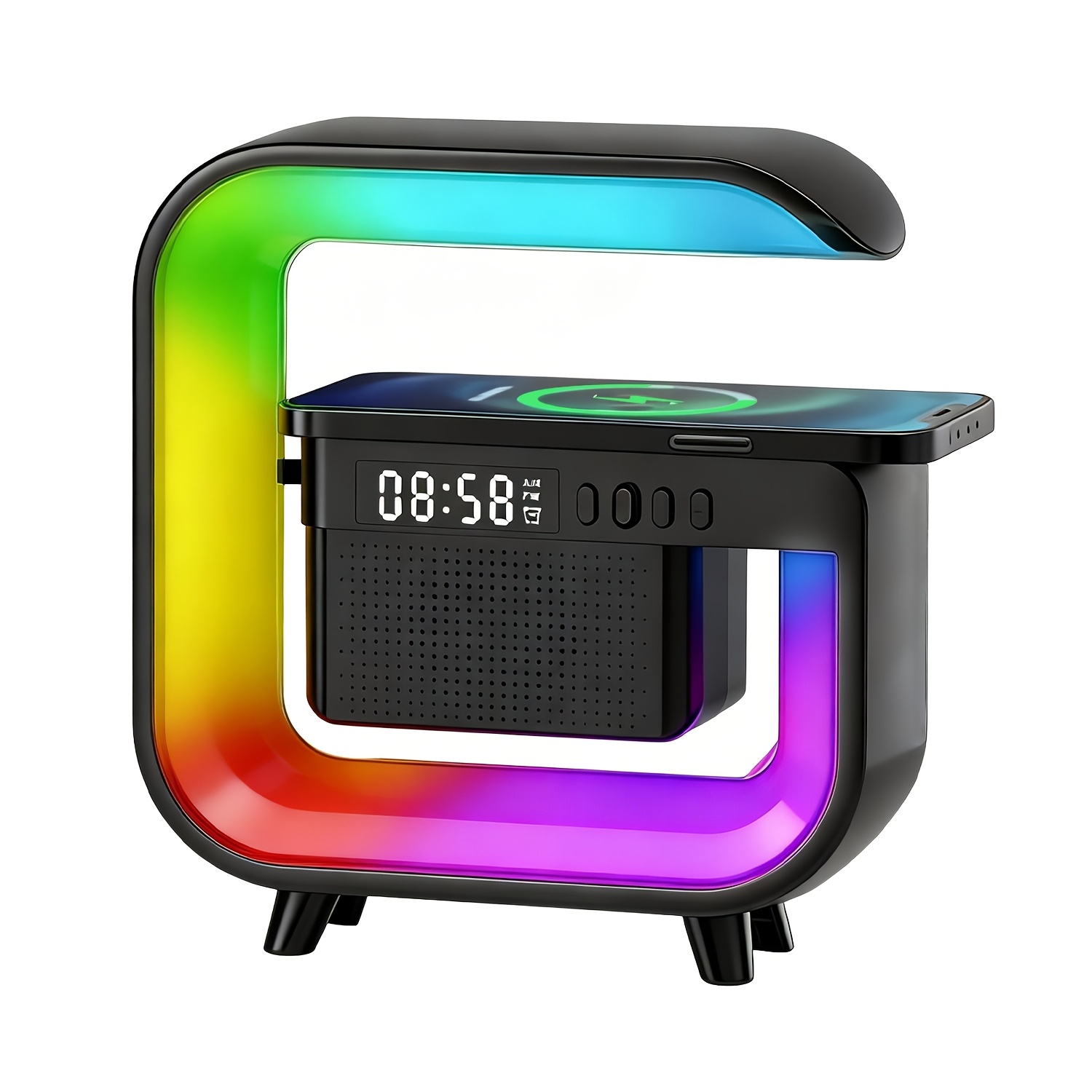 Multifunctional Desktop Alarm Clock Wireless Speaker, Button Control Ambient Night Light, Mono Audio Bedroom Desktop Decor, Universal Wireless Audio Player For Daily Home Bedroom Office Use