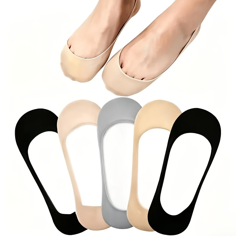 TEMU Chaussettes invisibles pour femmes, coupes ultra basses, doublures antidérapantes, chaussettes plates, bateau dissimulé, été, 3 paires (couleur