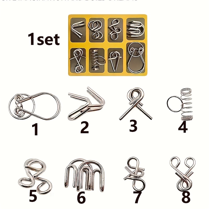 鲁班锁，成人解锁玩具，8件套金属拆卸环，老年人，妈妈和爸爸，家庭派对礼物，圣诞节，万圣节，感恩节 商品详情 4