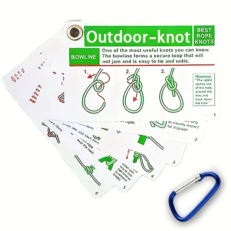 Image of Outdoor Knot Reference Guide - Includes 23pcs Best Ropes Bundling Knots, With Mini , Ideal For Survival Kits, Boating, Camping, And Emergencies (random Color)