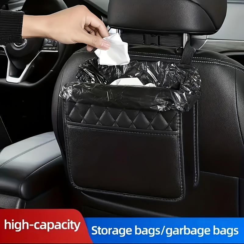 

Versatile Car Seat Organizer With Built-in Trash Bin - Portable, Pu Leather Storage Solution For Vehicle Interior