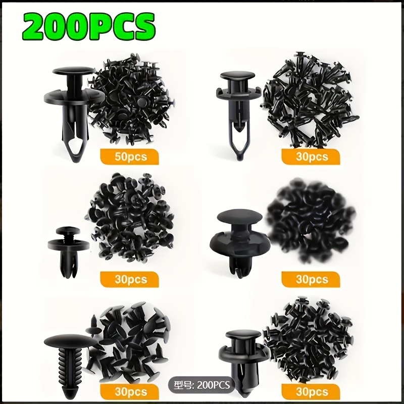 Image of 200pcs Car Fastener Clips 6mm 7mm 8mm 9mm 10mm Universal 6 Sizes Mixed, For , For Ford, Gm, For , Bumper Push Rivets, Auto Parts Removal Tool