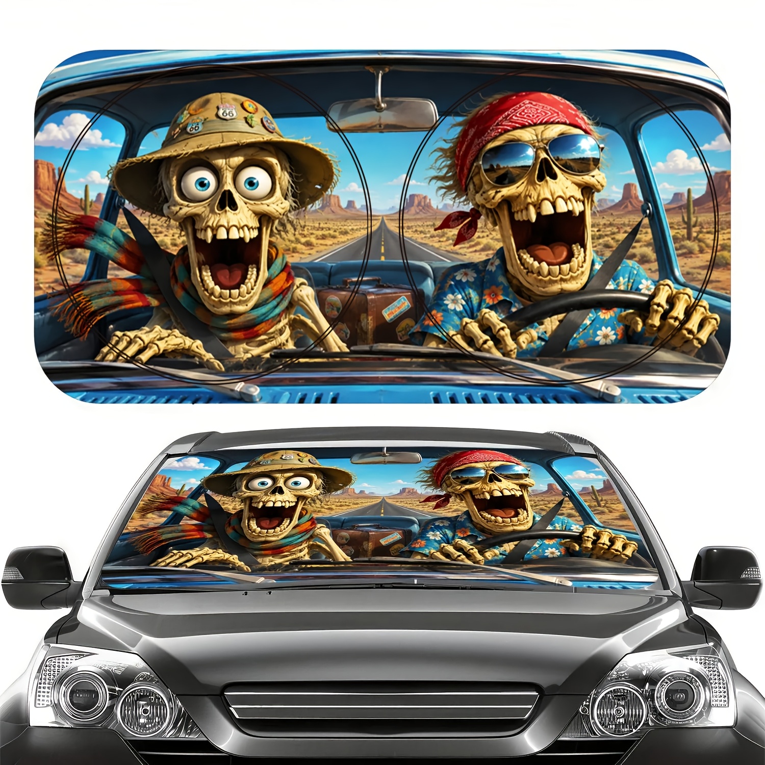 TEMU Car Windshield Sunshade, Windshield Uv-blocking Sun Visor Protector, Foldable Sun Shield, The Vehicle Cool, Uv Heat Reflection, Fun Car