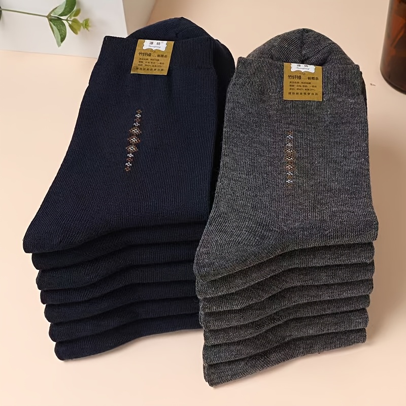 TEMU Random 1 Pair/10 Pairs Mid-calf Men's Business Short Socks Spring Summer, Fashion, Versatile Easy Design, Soft Fabric Hand Washable Office