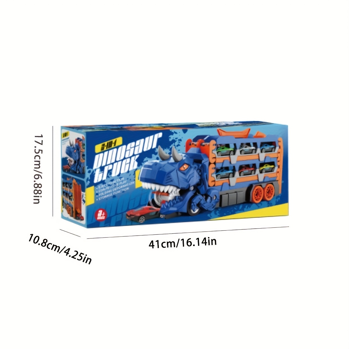 Camion Dinosaure Transporteur – Pliable Double Piste, 170cm – Avec 12 Voitures, Pour Enfant 3-6 Ans