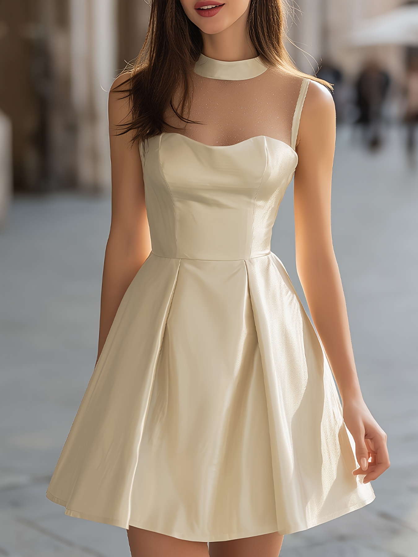 dress beige sold on Temu United States