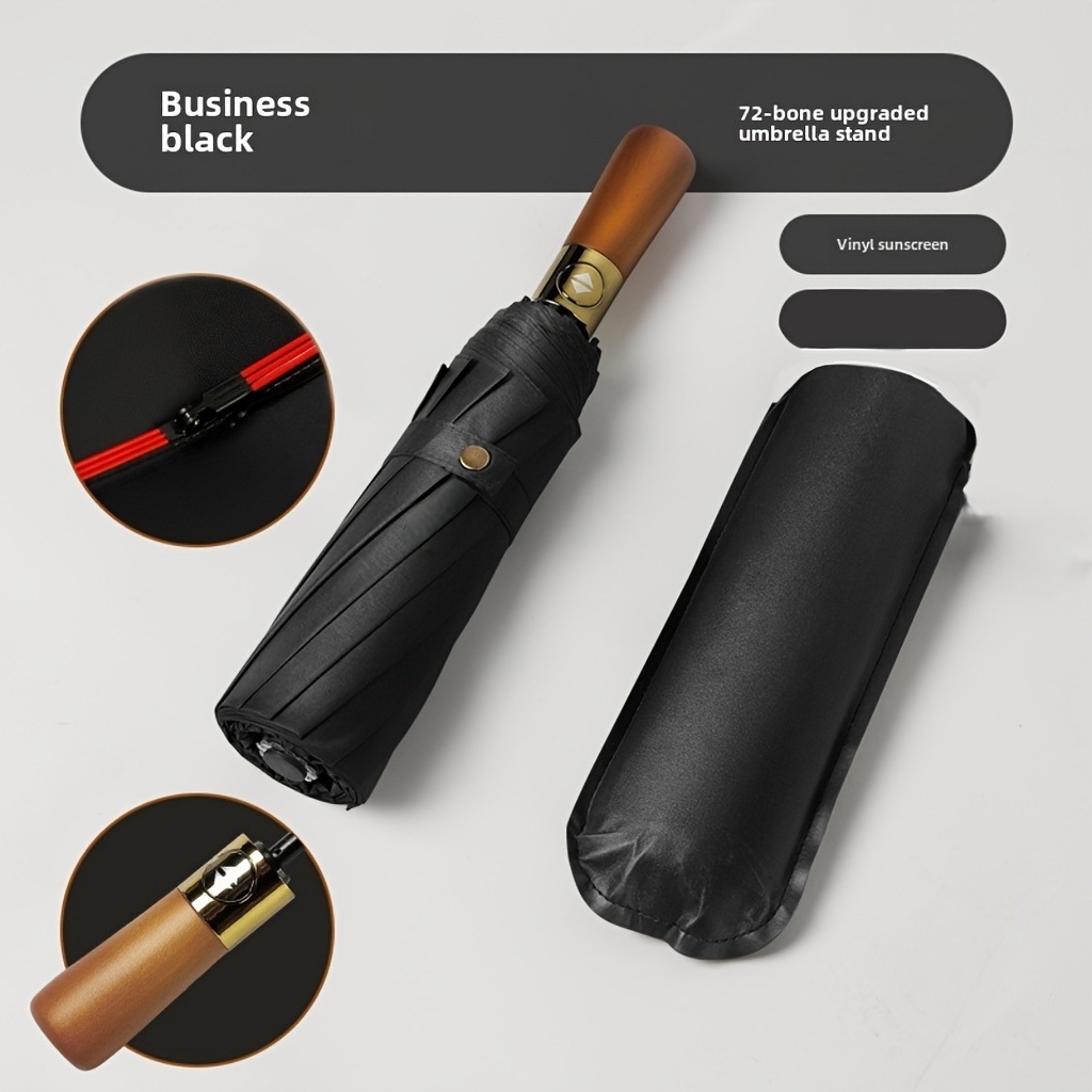Classic Umbrella Full Automatic Strong Windresistant 3 Folding Umbrella Business Male Quality Parasol Random Content For Only