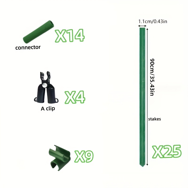 E-shop Set mit 52 langlebigen Metall-Gartenstützen Spalieren für Kletterpflanzen, 70,87 * 106,29 Zoll – Geeignet als Rankhilfen für Tomaten,