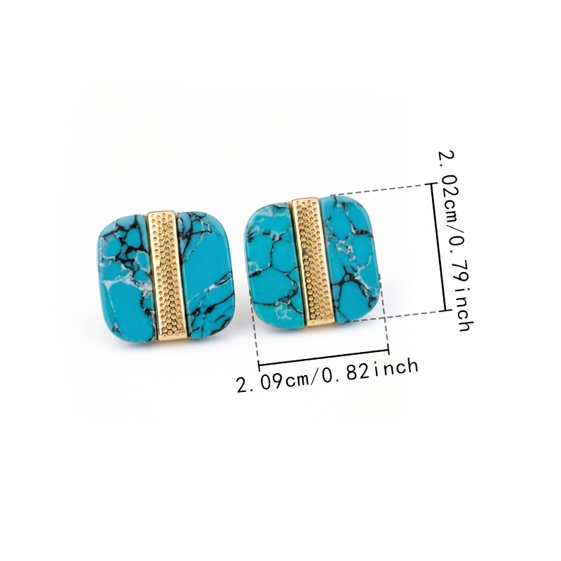 Women's Bohemian-Style Square Faux Turquoise Earrings