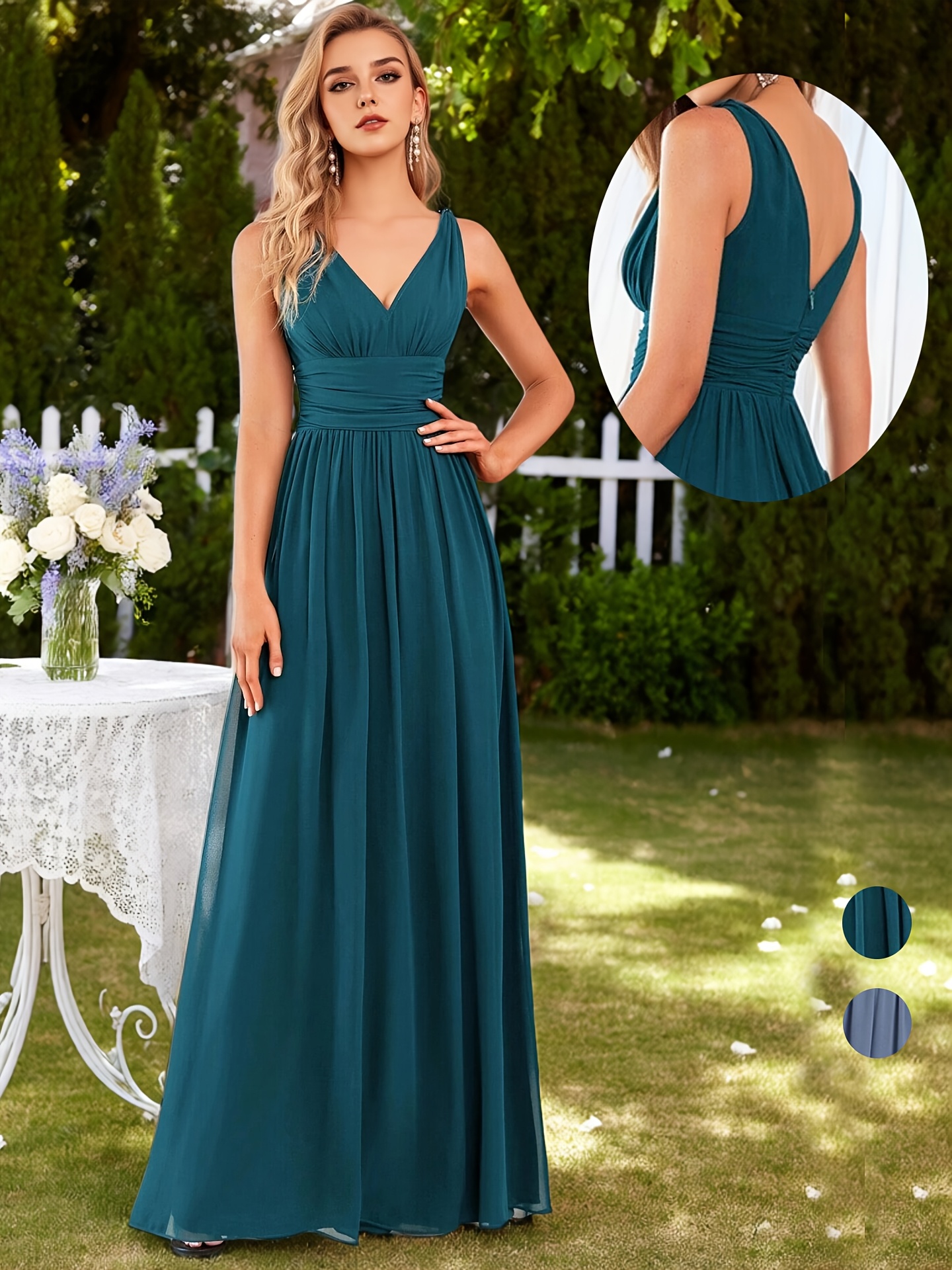 Elegant * * Western Evening Dress V-Neck Sleeveless Long Dress High-End  Banquet Annual Meeting * Light Luxury * Birthday Party Graduation Wedding  Bridesmaid Dress
