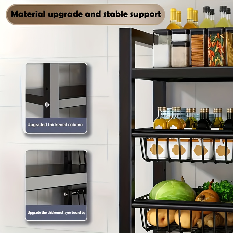 reliable 1pc of Adjustable Kitchen Storage Rack - a Tall Mobile Organizer Featuring Locking Wheels, Space-Efficient Stainless Steel Shelves for The Kitchen And Pantry, Robust Build, Long-Lasting Shelving Unit, Storage Area, And a Versatile Storage Rack 9 reliable 1pc of Adjustable Kitchen Storage Rack - a Tall Mobile Organizer Featuring Locking Wheels, Space-Efficient Stainless Steel Shelves for The Kitchen And Pantry, Robust Build, Long-Lasting Shelving Unit, Storage Area, And a Versatile Storage Rack - Image 9