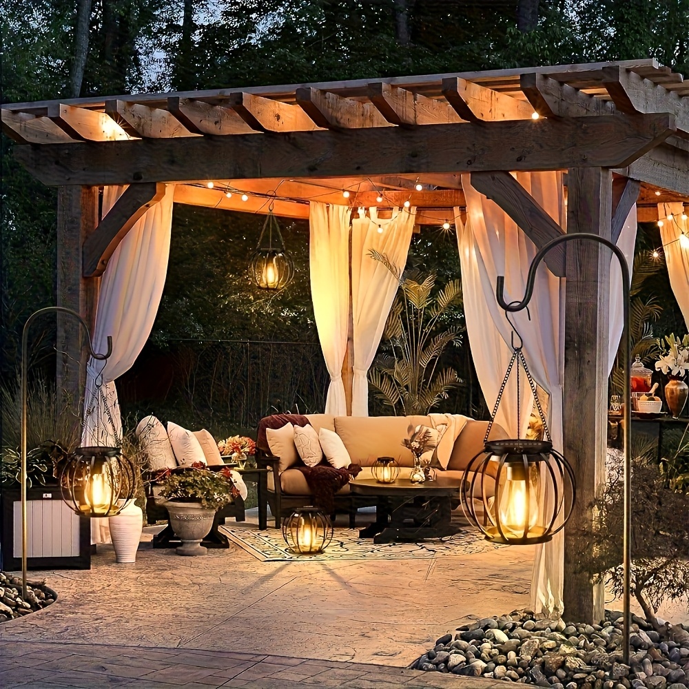 4pcs Outdoor Hanging Solar Lanterns, Vintage Pendant Lights for Holiday Decorations, Outdoor Garden Patio Decorative Lights, Outdoor Garden Metal Lanterns, Smart Light Control Sensor Lights,   Solar Lights for Courtyard Garden Patio Pathway Decoration Lighting, Solar Outdoor Light, Night Light, Room Decor, Light For Living Room