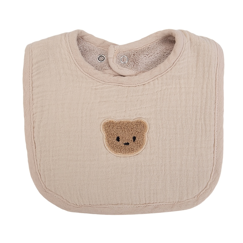 Image of 1pc Cute Bear Muslin Baby Bibs Saliva Towel U-absorbent Pockets Korean Children Kids Boys Girls Bandanas Feeding Burp Clothes
