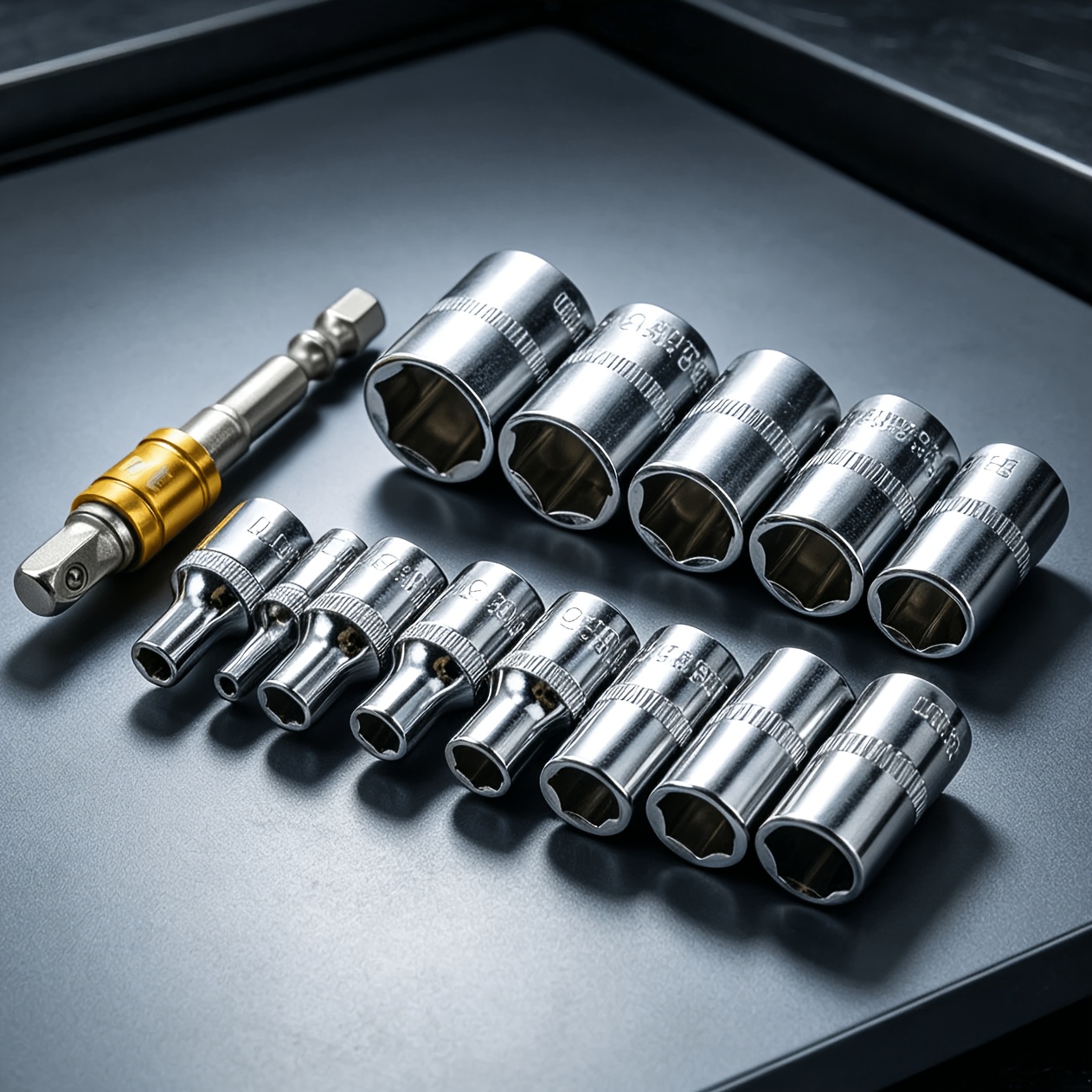 TEMU 14pcs Hex Shallow Socket Set With 1/4" Drive Adapter, 1/4 Inch Drive, Includes 13pcs Metric 4-14mm Hex Sockets And 1pc 1/4" Hex Shank To Square
