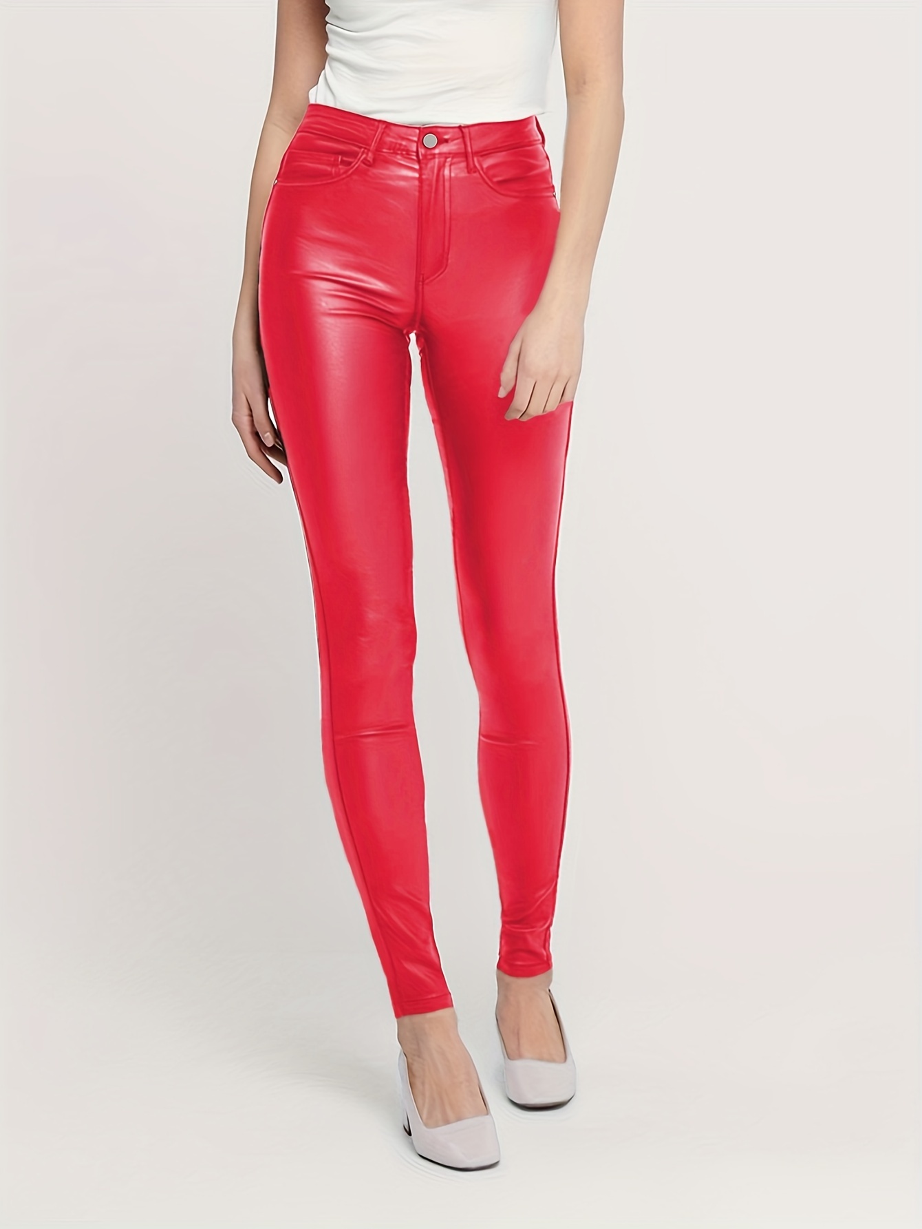 Leather Slim Pants Casual Skinny Stretchy Pants Women s Clothing