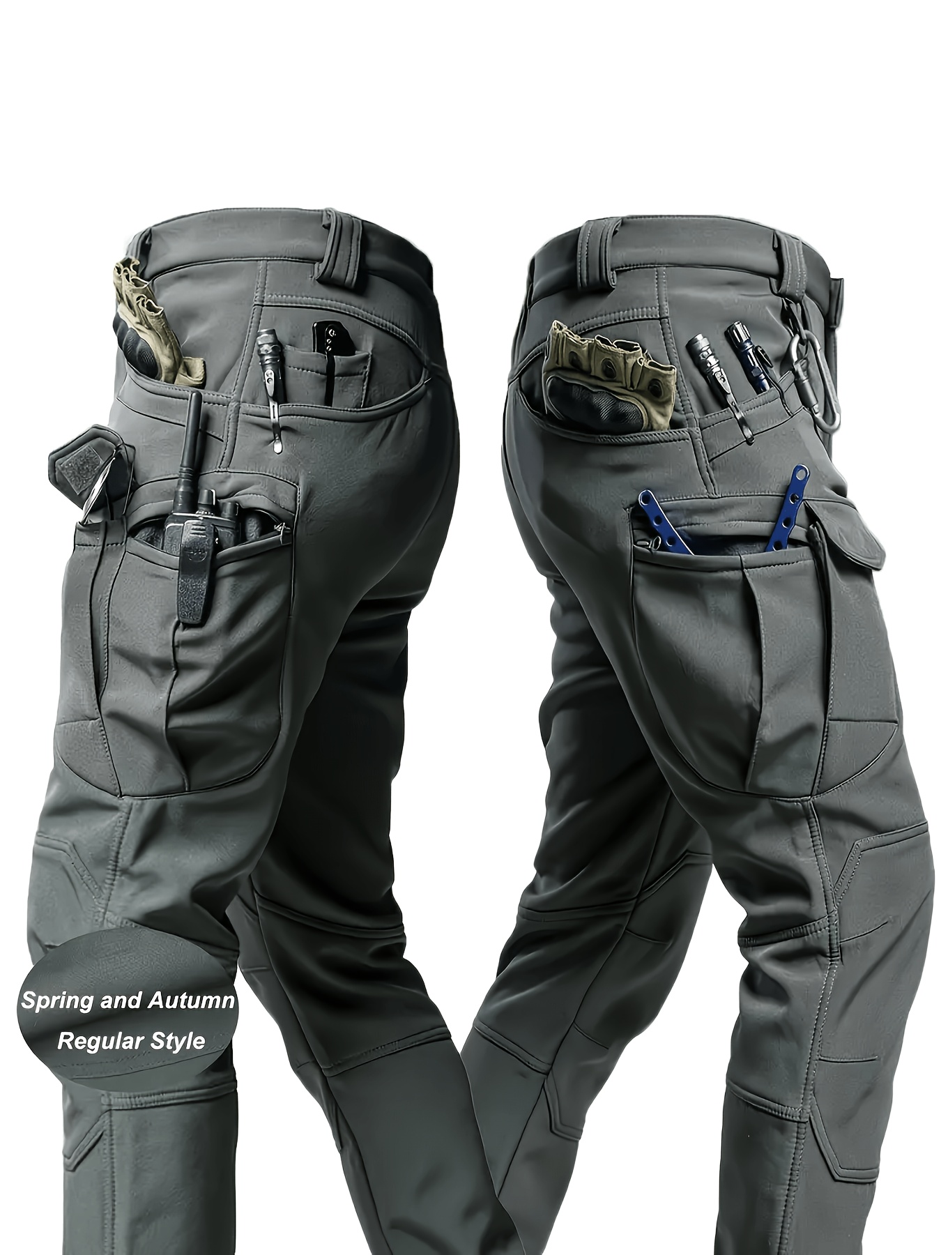 spring autumn style mens   cargo pants featuring   multi functional pockets slightly stretchy composite breathable fabric double layered reinforced knee area suitable for daily casual   outdoor hiking