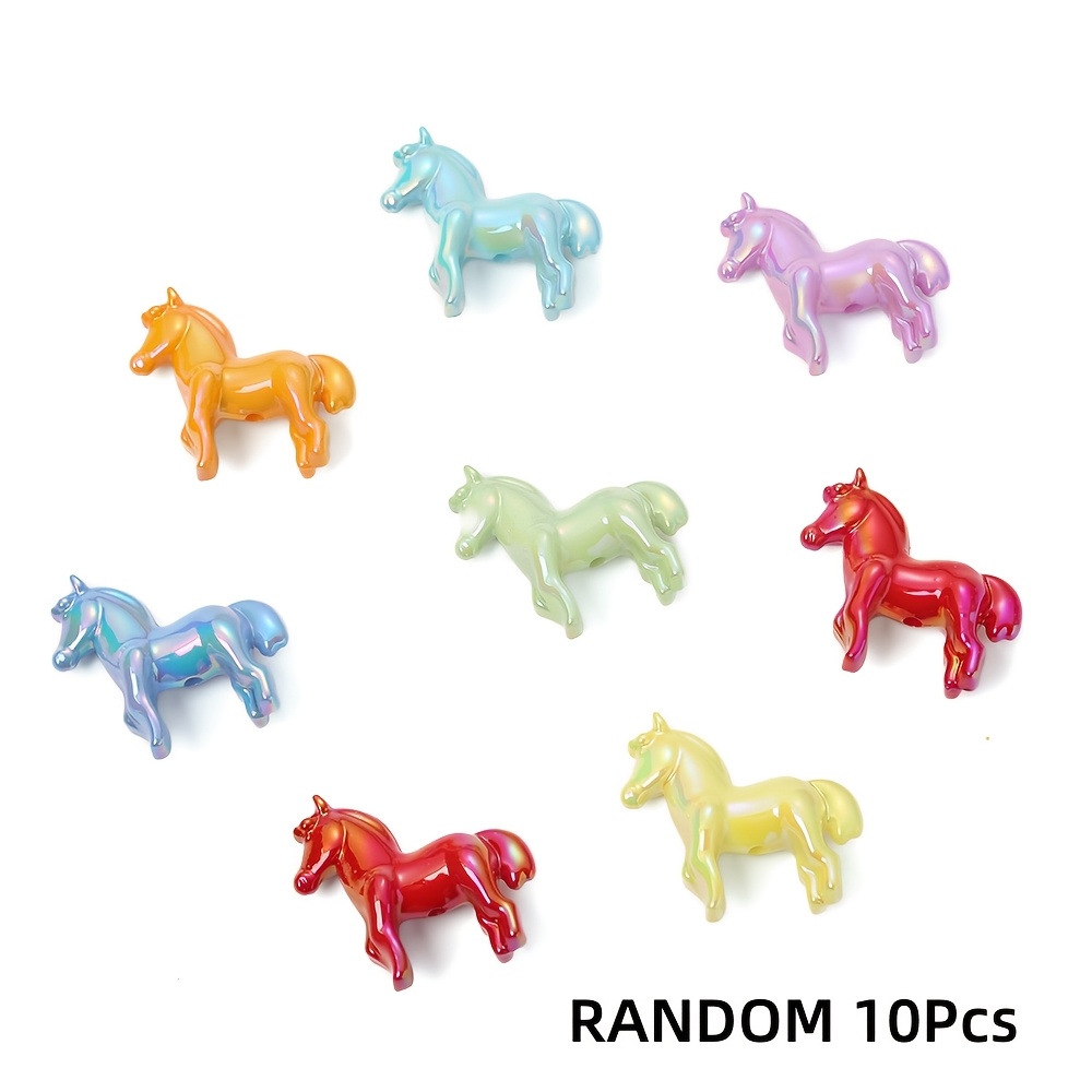 TEMU 10pcs Smooth Acrylic Horse-shaped Beads, 31mm Mini Beads In Random Colors, Suitable For Making, Diy Handmade Accessory Materials, Friendship