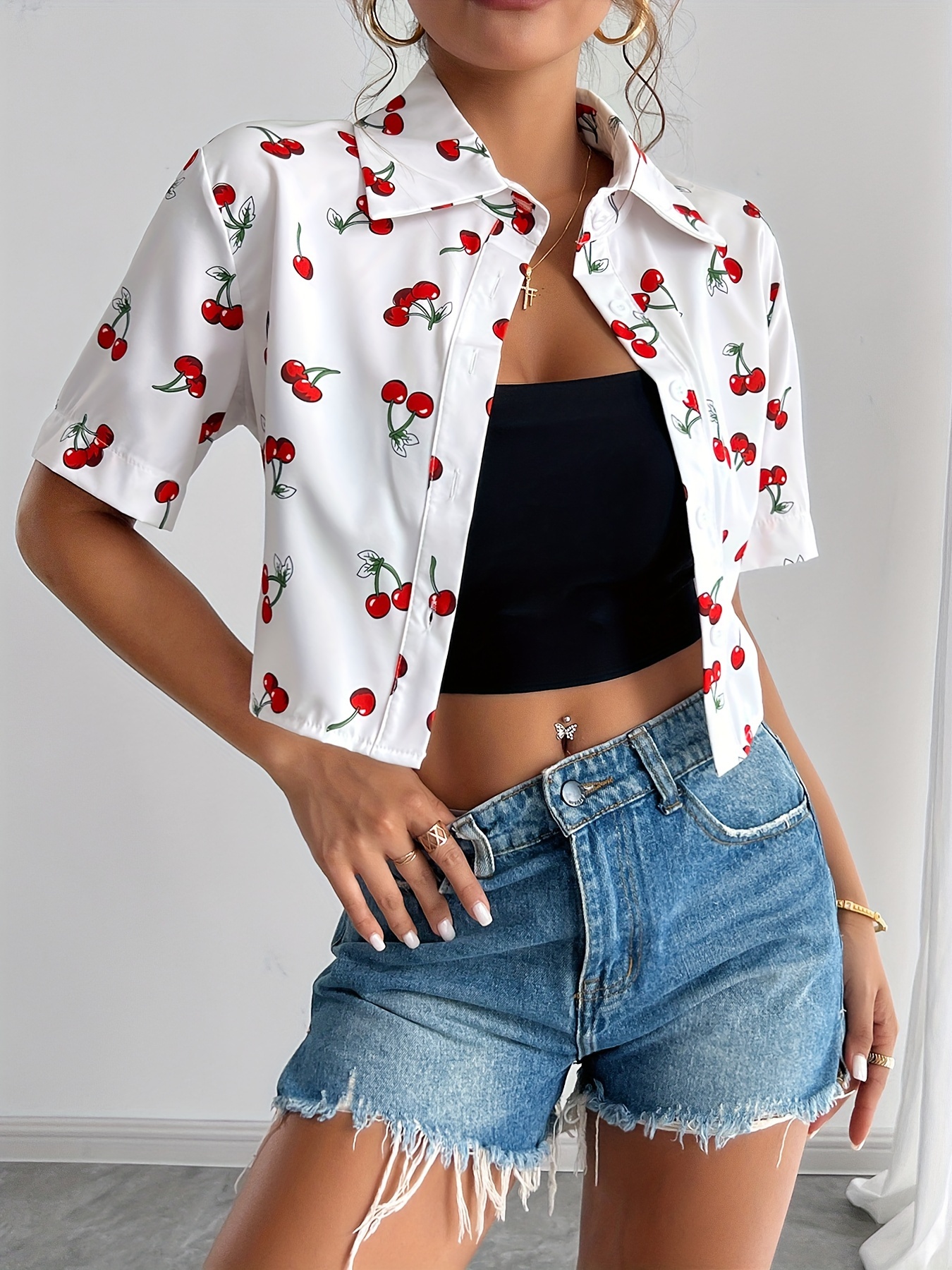 blouse courte à imprimé femmes design polyester Temu Canada