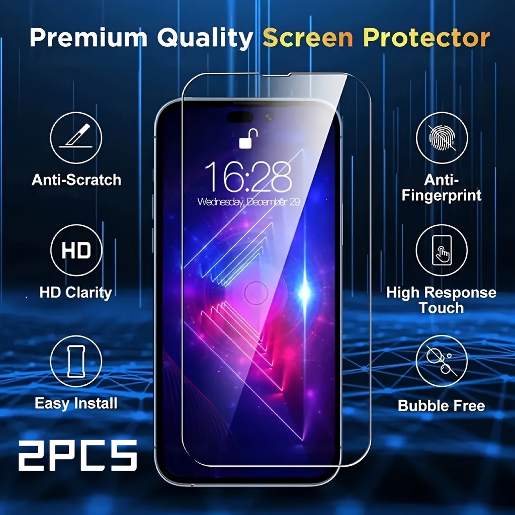 Image of 2-pack For Iphone 11, 12, 13 Pro Max And 15 Coverage 9h Tempered Glass Screen Protector With For Iphone 15 Pro Max