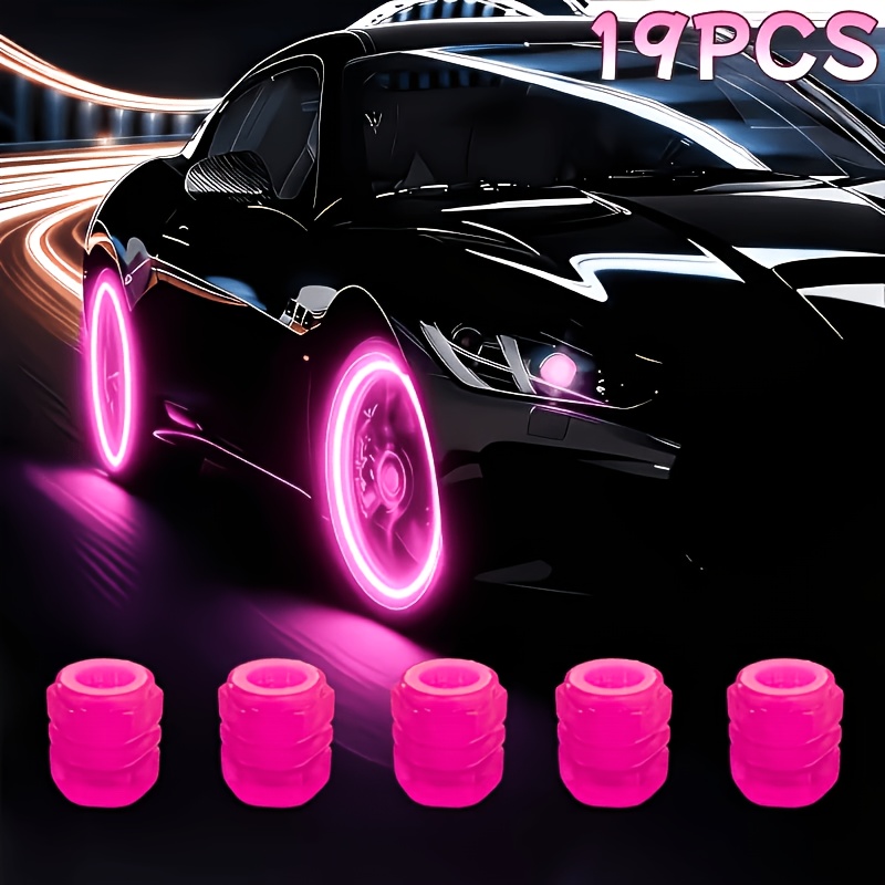 TEMU Tapón de Válvula Universal para Coche de Material Duradero, Tapón de Válvula de Neumático Negro con Nocturno, Juego de 19 Tapones de Válvula de