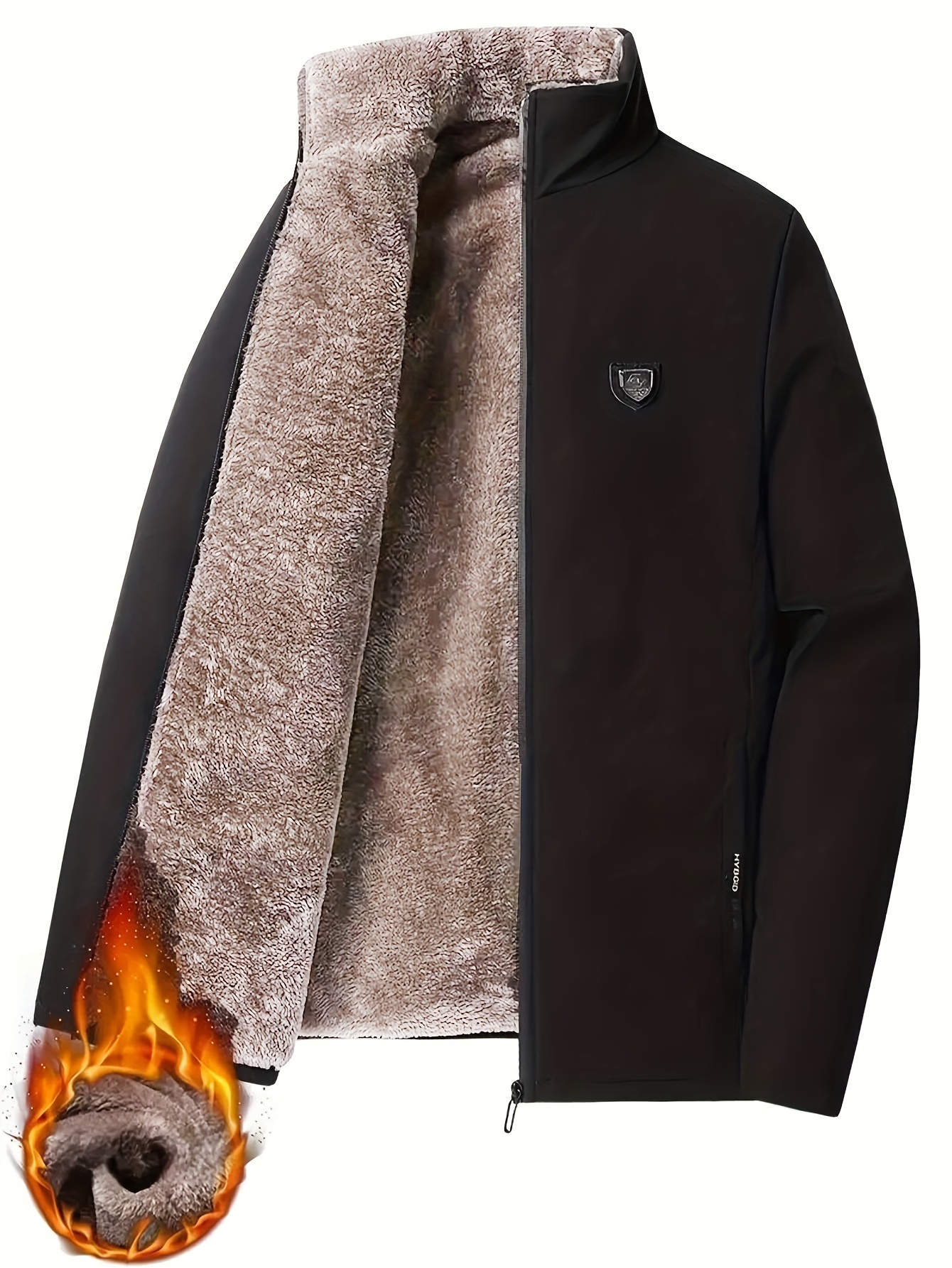 mens heavyweight winter jacket thermal insulated coat zipper Temu