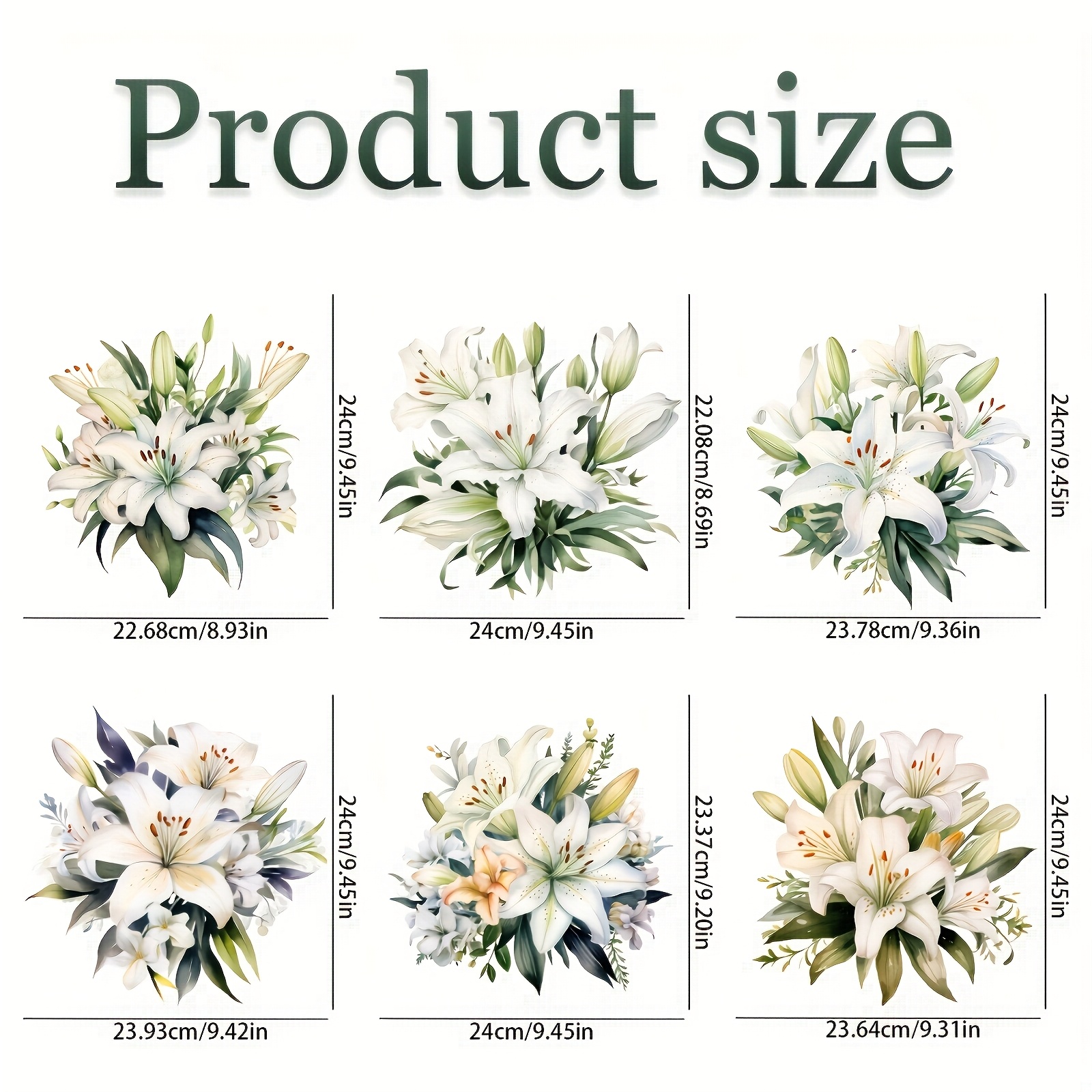 TEMU Set Of 6 Assorted Color Lily Vinyl Heat Transfer Stickers For Fashion - Perfect For Decorating T-shirts, Jeans, Masks, Backpacks, And More