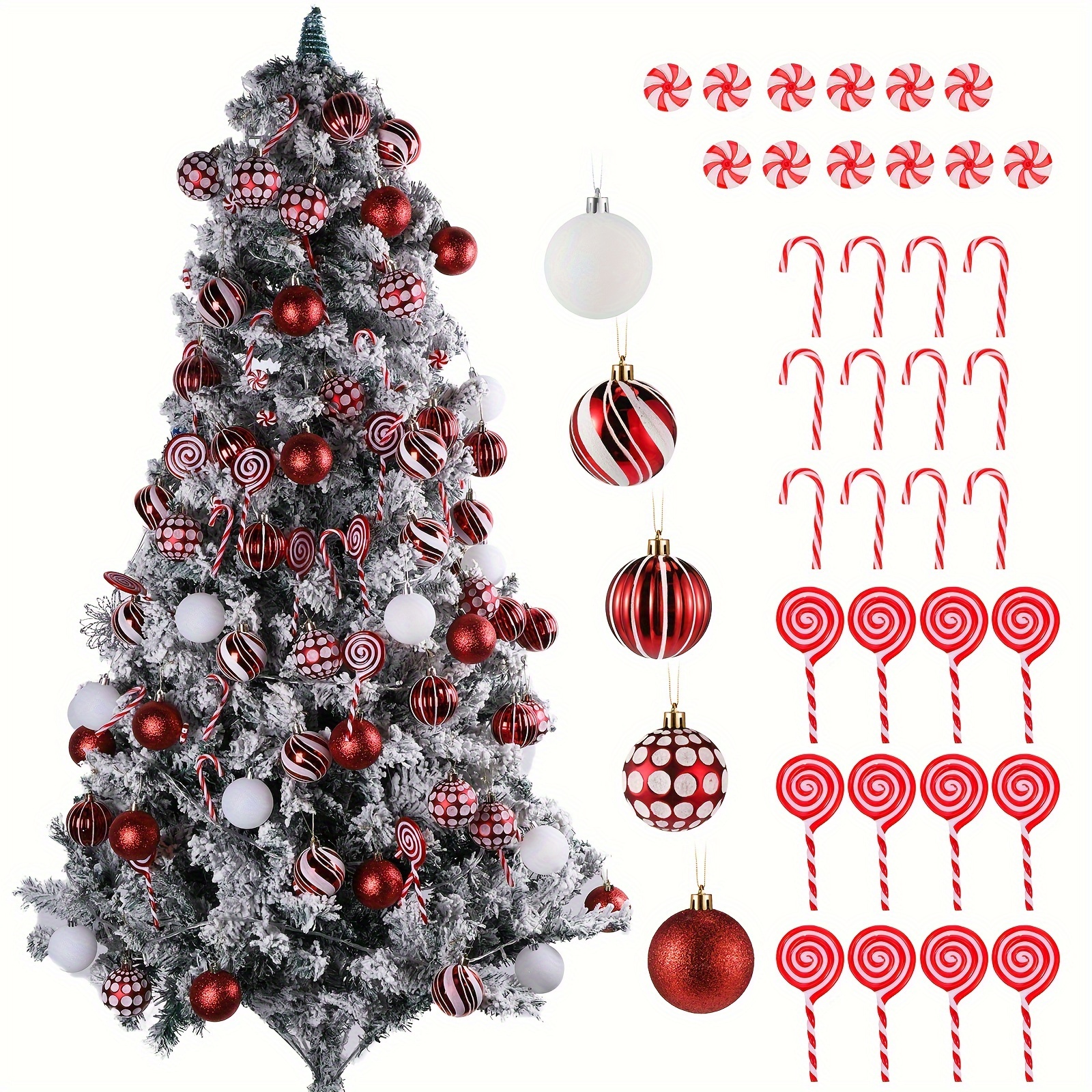 

66 Pcs Red And Christmas Ornaments Decor And Christmas Tree Decorations For Christmas Tree Hanging Decor Christmas Party Supplies