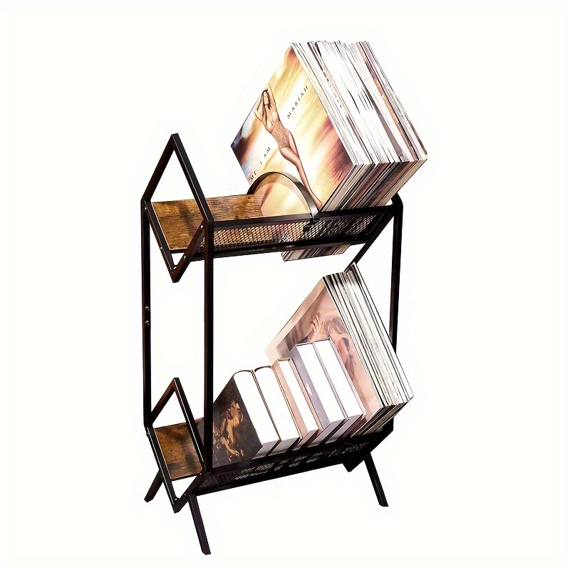 

2-layer Vinyl Storage Rack For Up To 160-200 Records, Metal Vinyl Storage Rack, Simple/functional/easy To Assemble, Classic Design For Documents/books/magazines