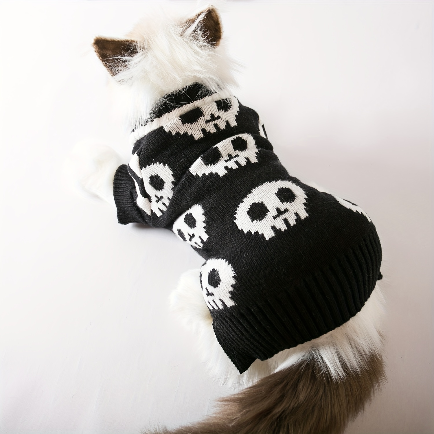 

Cozy & Stylish Black -patterned Pet Sweater For Small To Medium Dogs And Cats - Soft Knit, Machine Washable, Autumn/winter , Dog Sweater