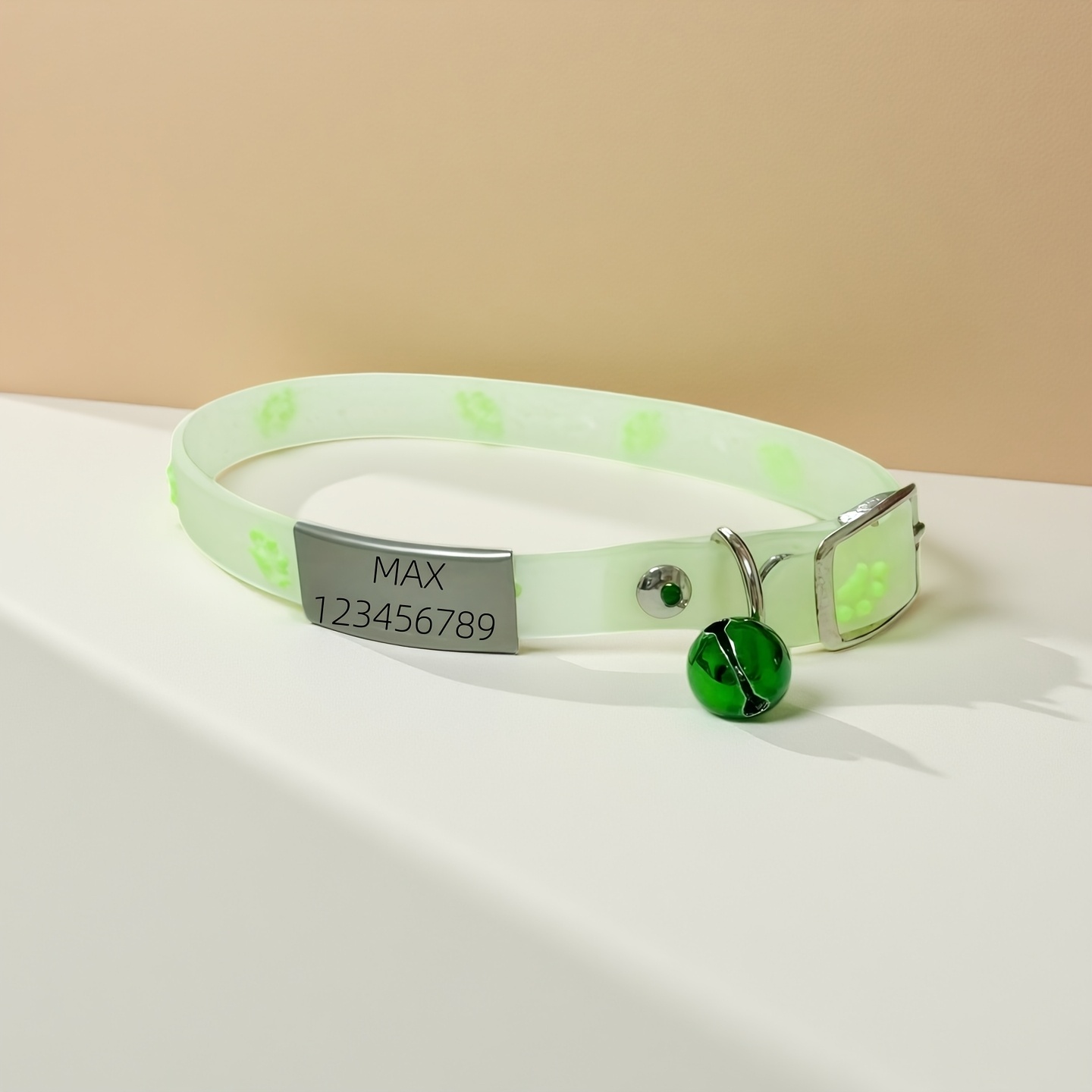 TEMU -the-dark Cat Collar, Includes 1 Collar + 1 Bell, Random Color Pet Glow Collar, Cute -the-dark Pet Collar, -the-dark Collar With Paw Print