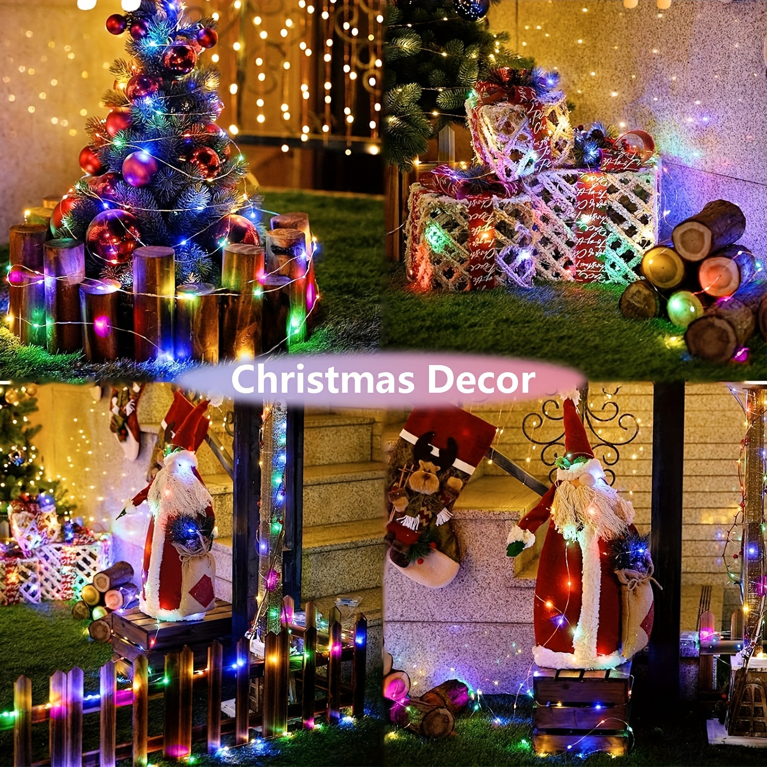 Outdoor Solar Fairy Lights with Smart Control, 8 Modes, IPX6 Waterproof, 50/100/200 LED, Warm White & Multicolor Options (Purple, Red, White) - Solar-Powered Indoor/Outdoor, Christmas, Halloween, Garden, Patio, Tree, Party, Yard, Wedding, Birthday