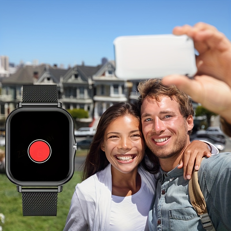 Smartwatch with Stainless Steel Mesh Band, Multiple Sports Modes, Compatible with iPhone and Android Systems, Best Gift Choice