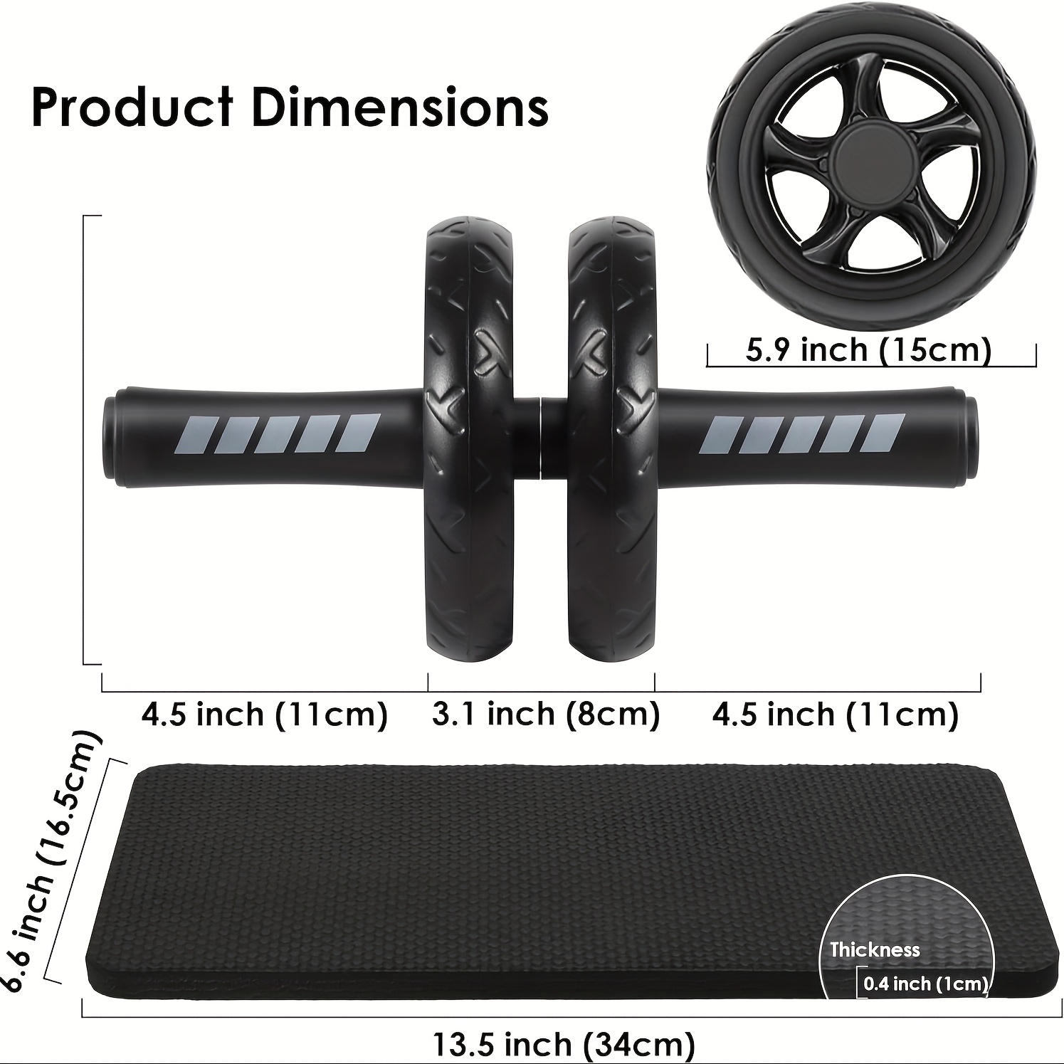 1pc Ab Roller Wheel - Dual Wheel Core Strength Trainer, Abs Exercise Equipment for Home Gym Fitness, Abdominal Muscle Toner with Knee Pad & Non-Slip Handles, Portable Bodybuilding Workout Gear, Perfect Birthday Christmas Holiday Gift for Men Women