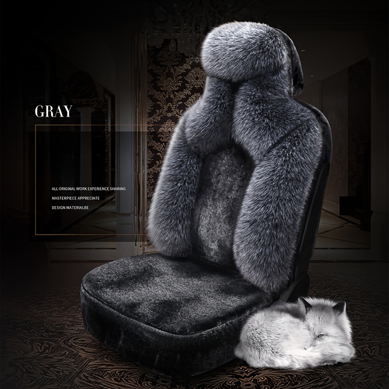 Front Row Single Seat, Luxury Elegant Full-Cover Artificial Fur Long-Pile Winter Car Seat Cover – Soft, Comfortable & Warm, Suitable for Most Cars, Interior Decoration Accessory, Fluffy Car Seat Covers, Car Cushion Seat, Car Covers Seat Full Set, Car