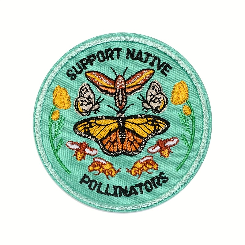 TEMU Support Native " Embroidered Patch -, Iron-on, Decorative Badge For Jackets, Backpacks, Hats - Gear, Outdoor Accessories Conservation Awareness ,