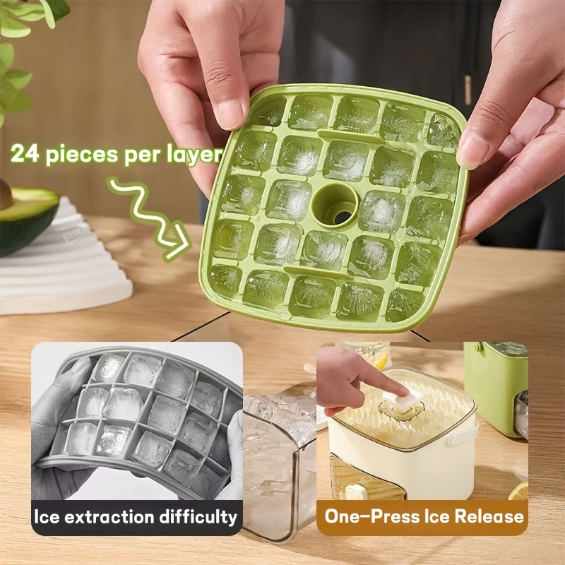 cube of ice tray large capacity cube of ice tray suitable for refrigerators double layer 48 cube ice tray food grade plastic cube storage box with storage container stackable with ice bucket set suitable for soup food etc Product details 4