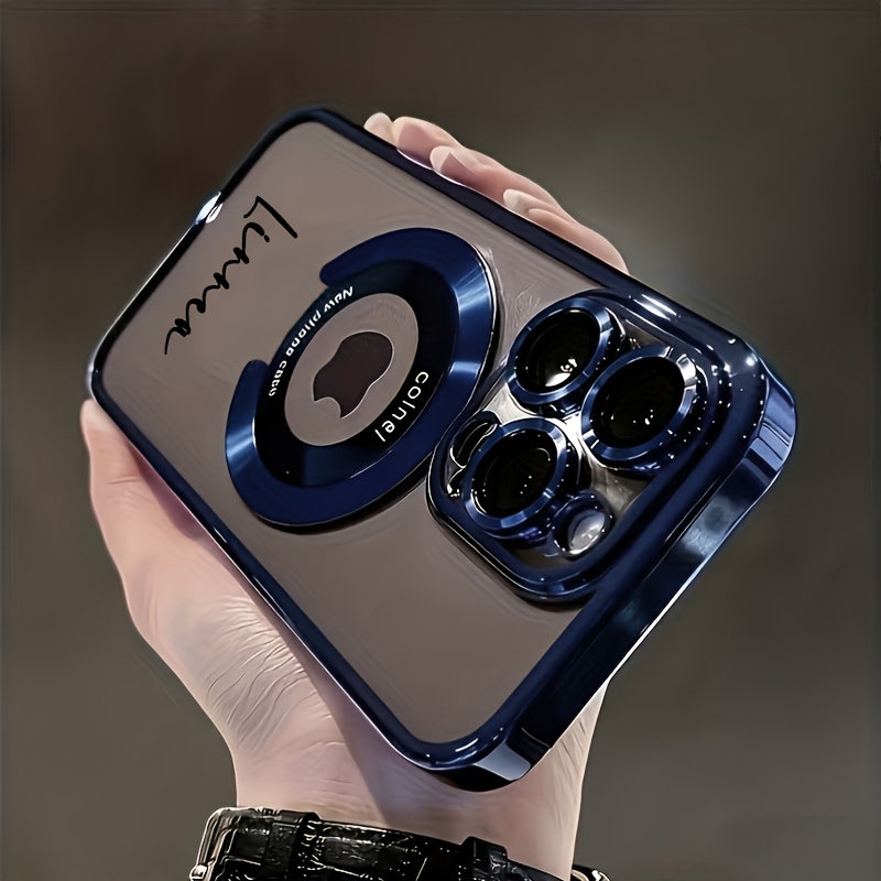 TEMU Coque de téléphone - Coque de téléphone transparente à placage magnétique DIY avec nom/personnalisation/bénédiction pour iPhone 17 Pro Max 17 16