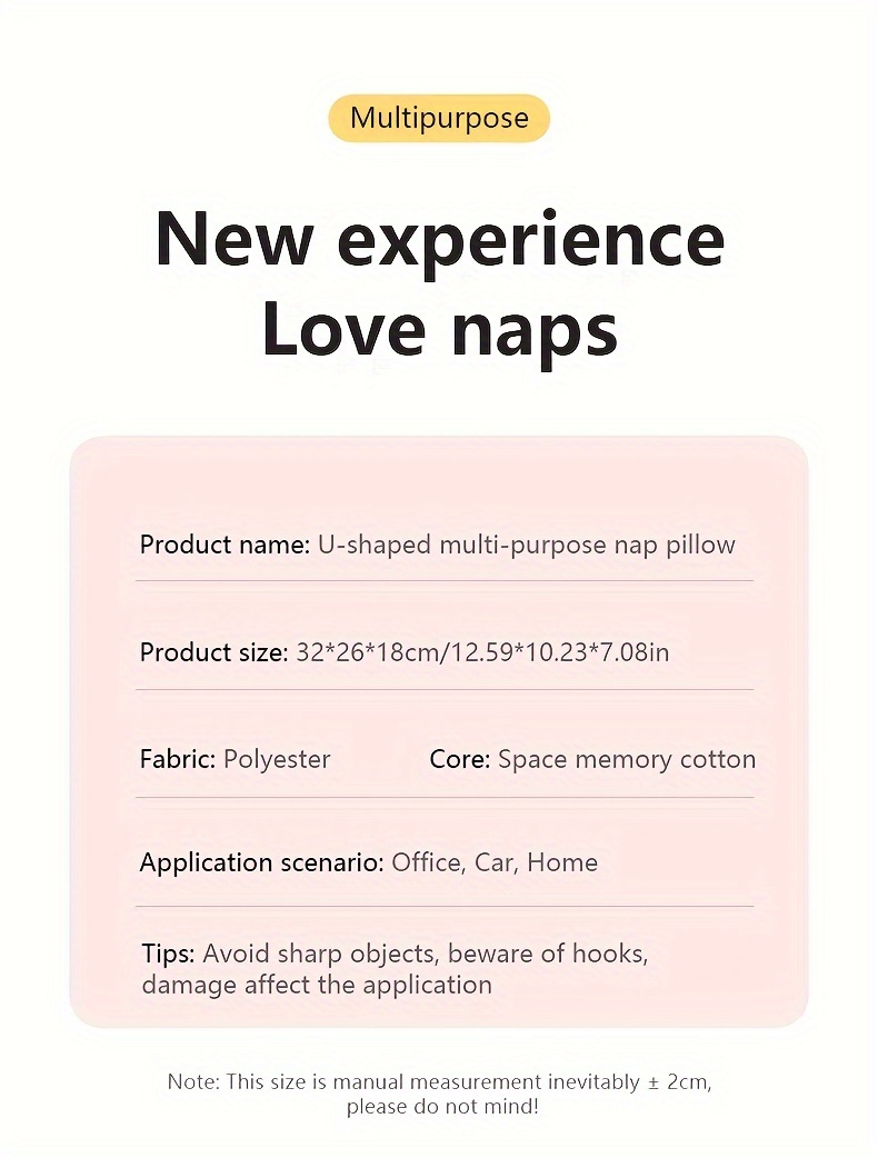 1pc nap sleeping pillow travel pillow camping pillow neck cervical pillow u shaped pillow headrest pillow for airplane car office home neck bolster support pillow face   pillow memory foam core details 18