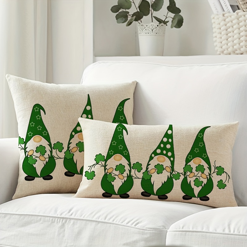 

's Day Charm Throw Pillow Cover - Decorative Green , Zip Closure, Machine Washable - Fits 18x18 Or 12x20 Inch Cushions (pillow Not Included)