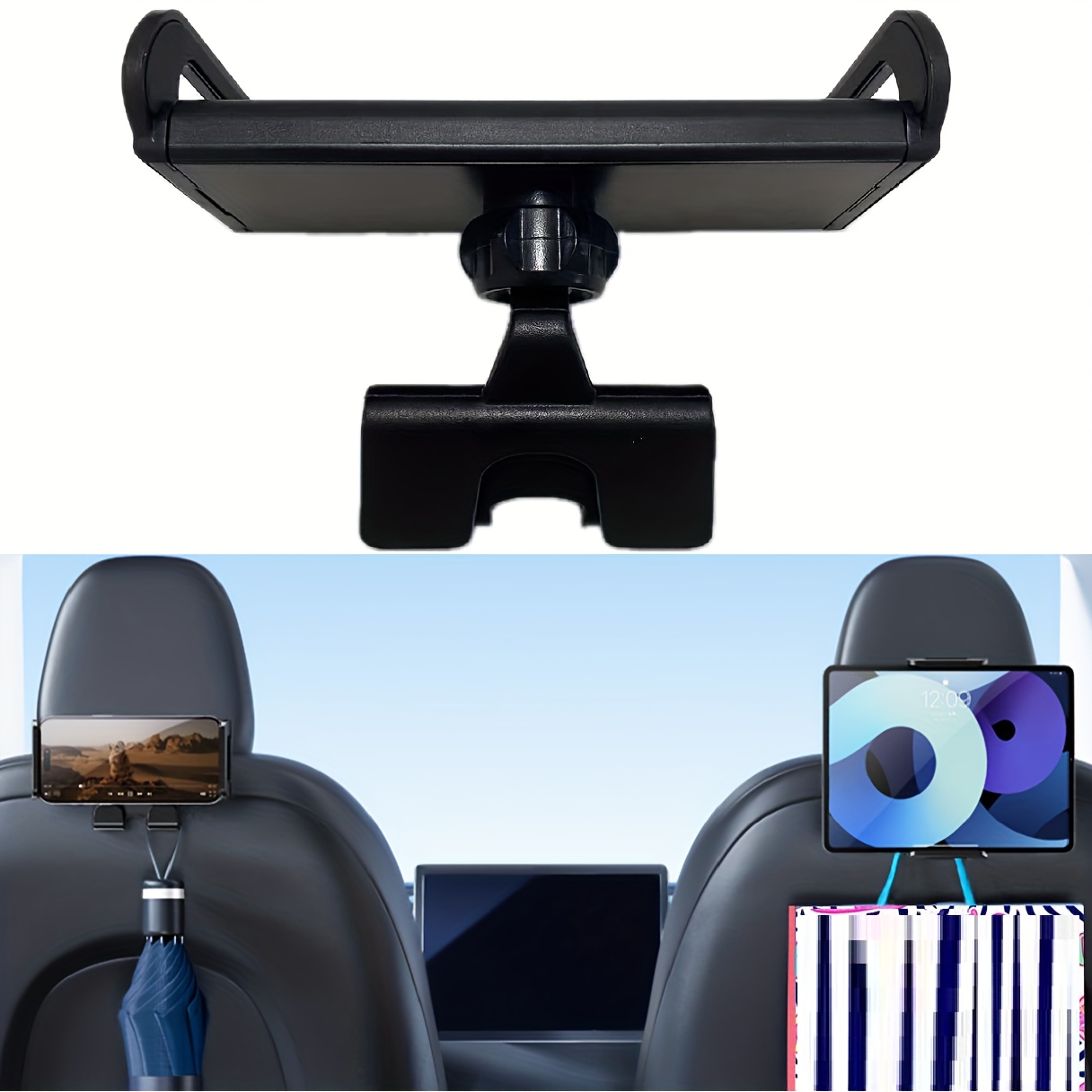 E-shop 2025 Upgrade für Tesla (2025) & Model 3 (2024) LR/Plaid Tablet-Halter Kopfstützenhalterung für Tablet, 360° verstellbare Reisedrehung für Tesla