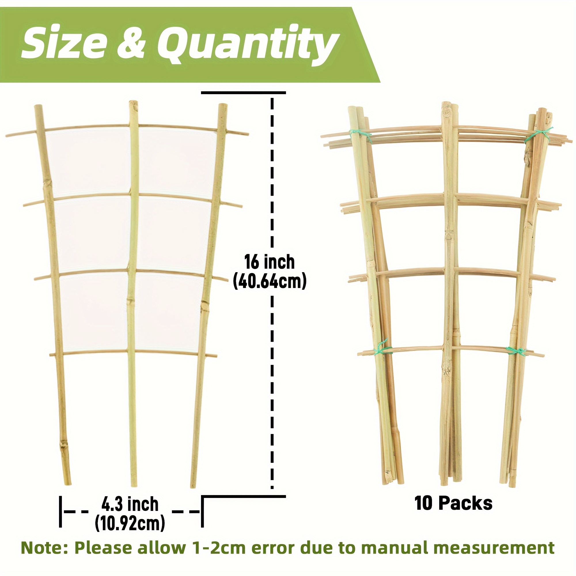 6-Pack U-Shaped Bamboo Trellis - 3FT Garden Supports For Climbing Plants, Vines & Flowers
