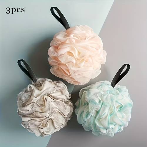 3pcs soft mesh bath sponges bathroom exfoliating towels shower scrub back balls