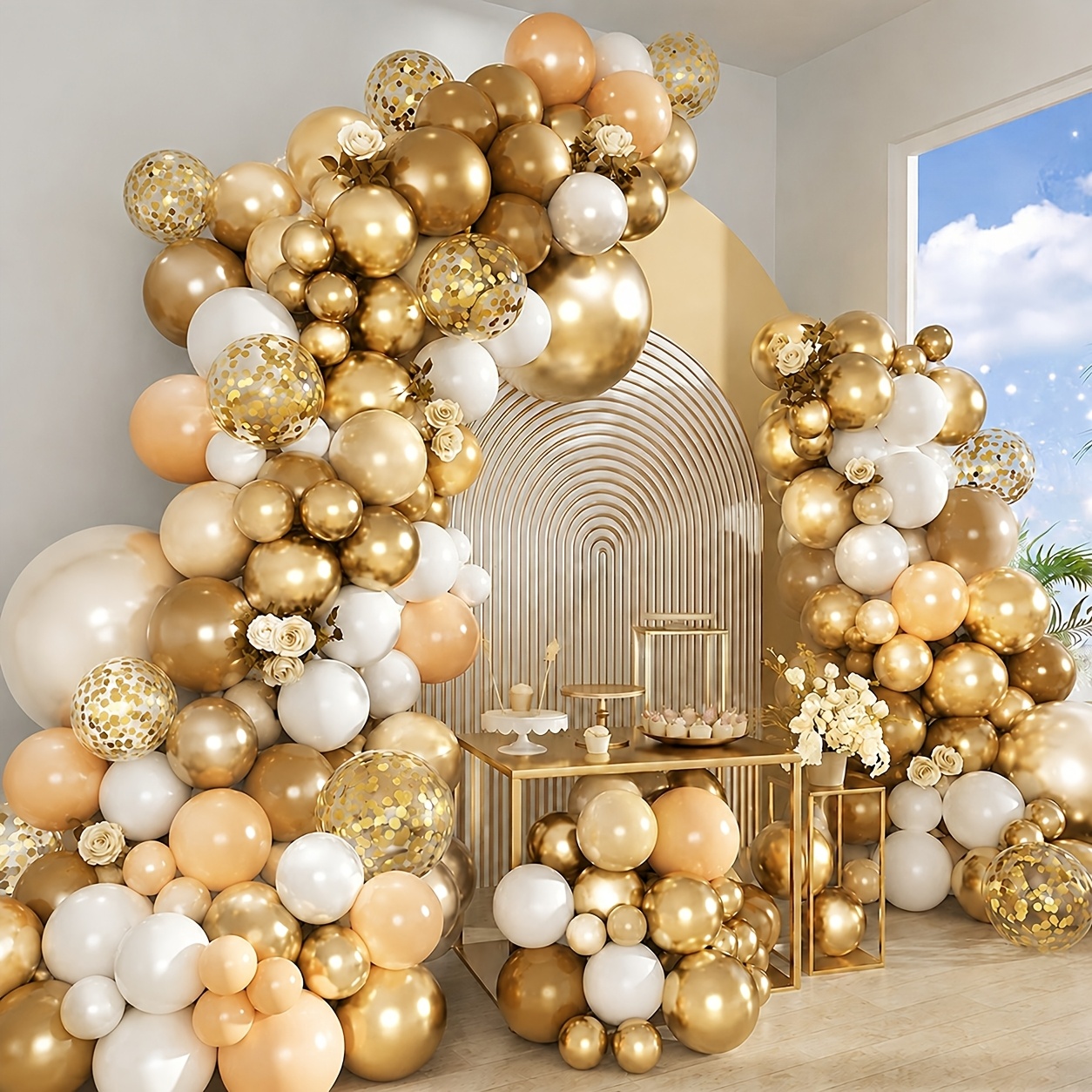 TEMU Graduation Season 100pcs White Apricot Brown Metal Balloons 5in 10in 18in Suitable For Birthday Wedding Anniversary Party Festival Background