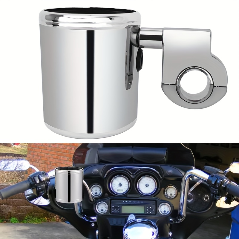 FZHMT Chrome Motorcycle Cup Holder – Fits Harley & Universal Handlebars