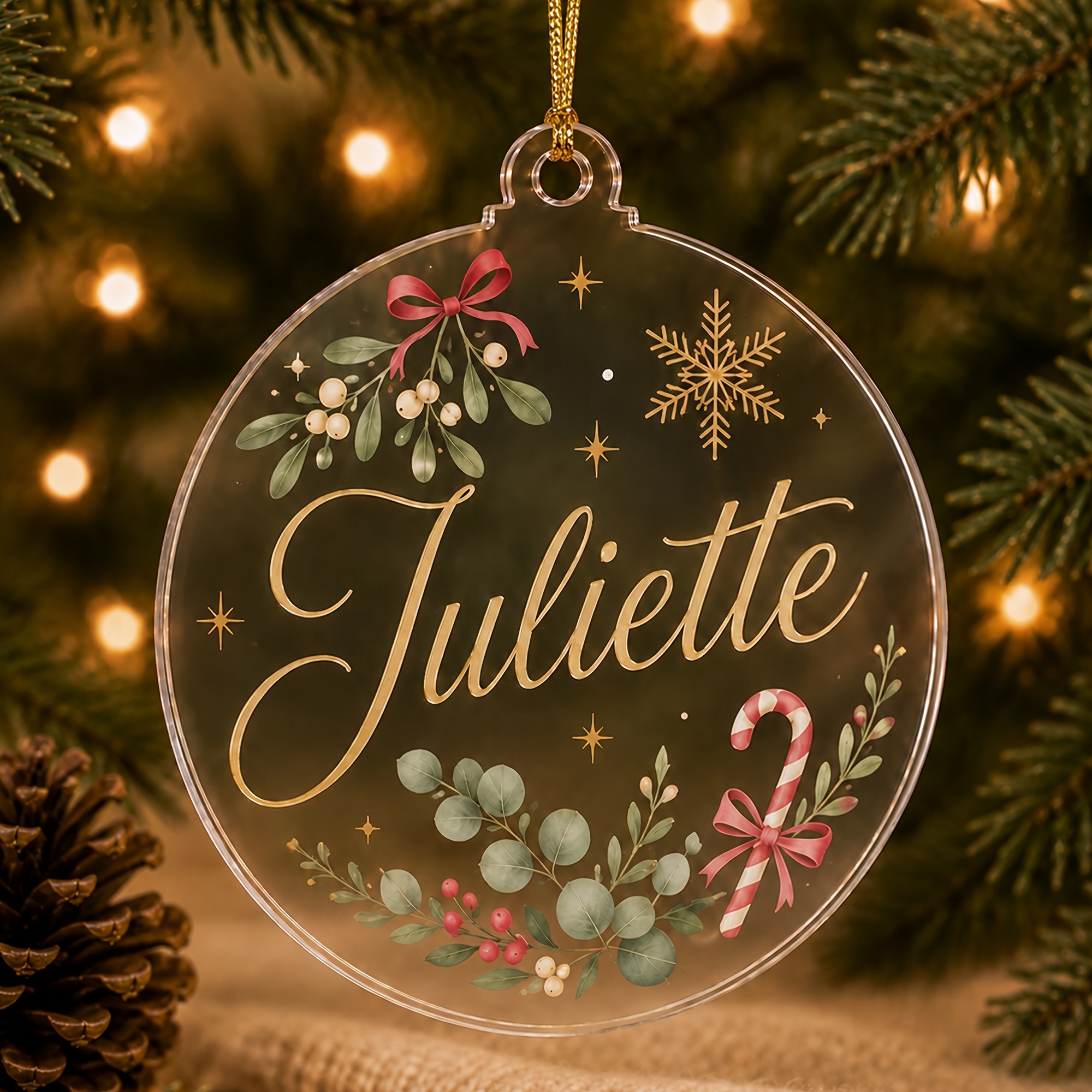 TEMU Personalisiertes -Ornament aus Acryl mit Namen, personalisierter Weihnachts-Baumknödel, Weihnachtsdeko-Geschenk für Freunde und Familie