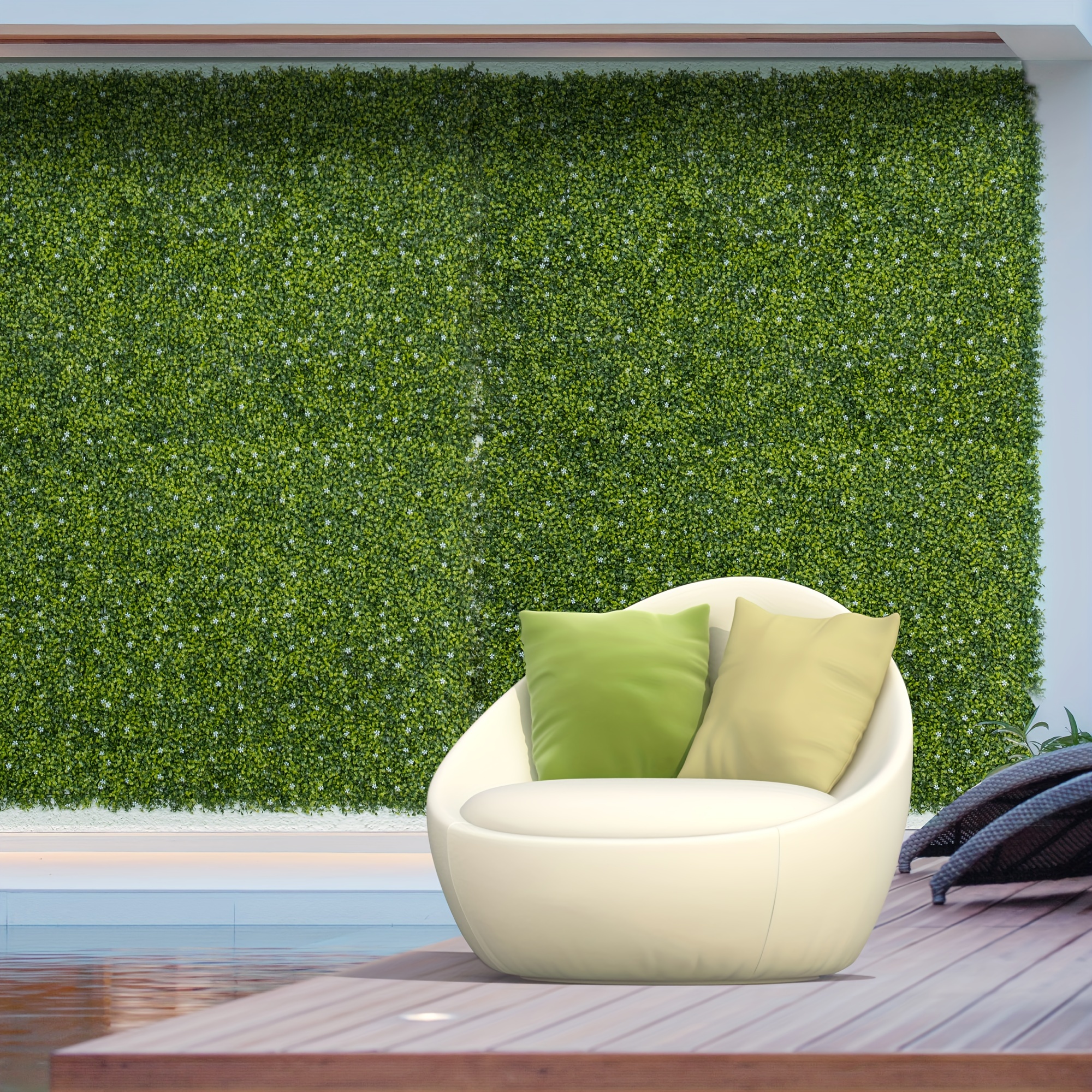 

Outsunny Artificial Grass Wall Panel Backdrop, 12 Pcs 20" X 20" Boxwood Uv Protection Privacy Coverage Panels For Indoor & Outdoor Decor, Wall & Fence Covering, Milan Leaf & Flowers