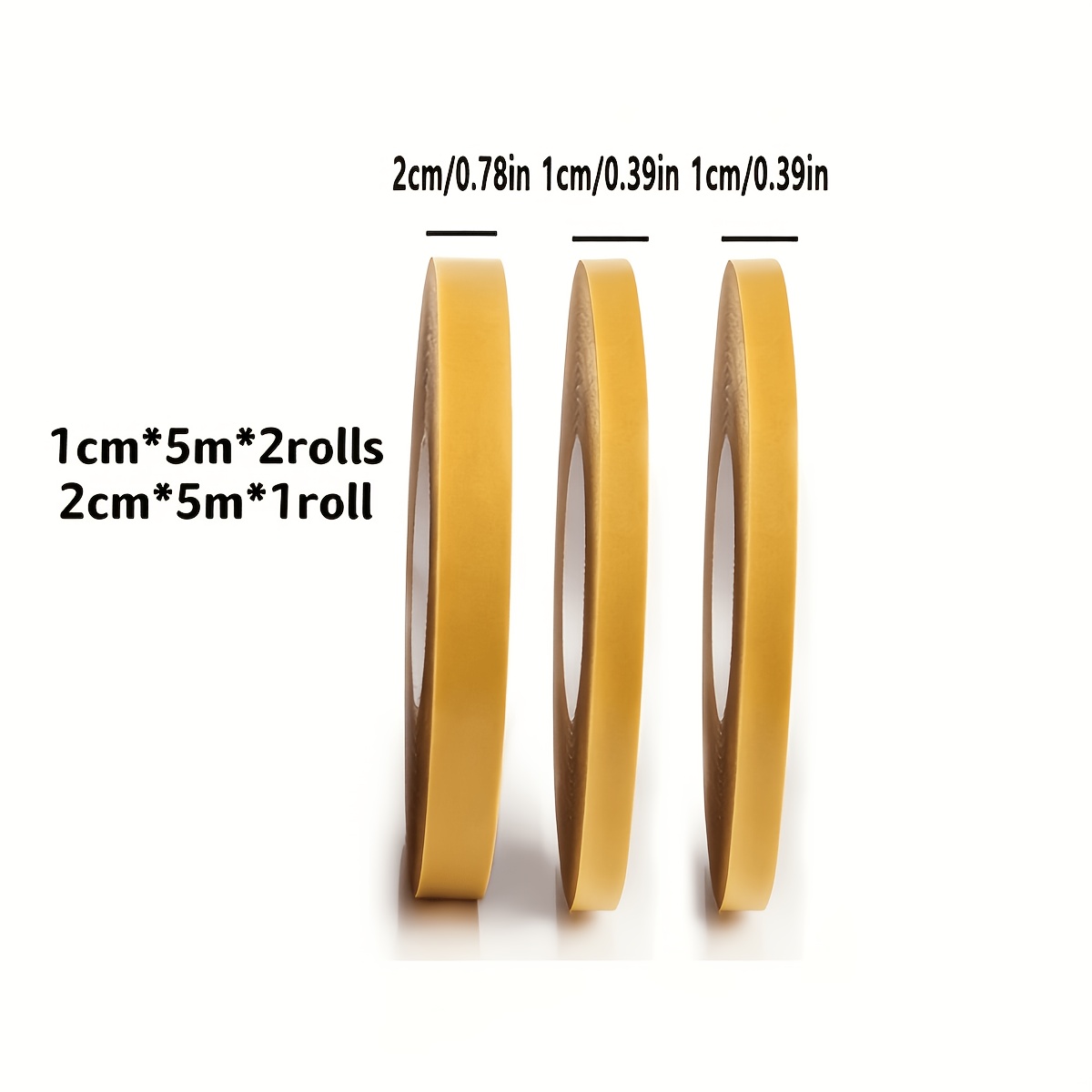 Image of A Set Of 3 Rolls, Including 2 Rolls Of 1cm Width And 1 Roll Of 2cm Width - Strong Adhesive Fabric Tape, Seamless Trouser Hem Adjuster, Suitable For Fabric Clothing, No-sew Self-adhesive Fixing Patch