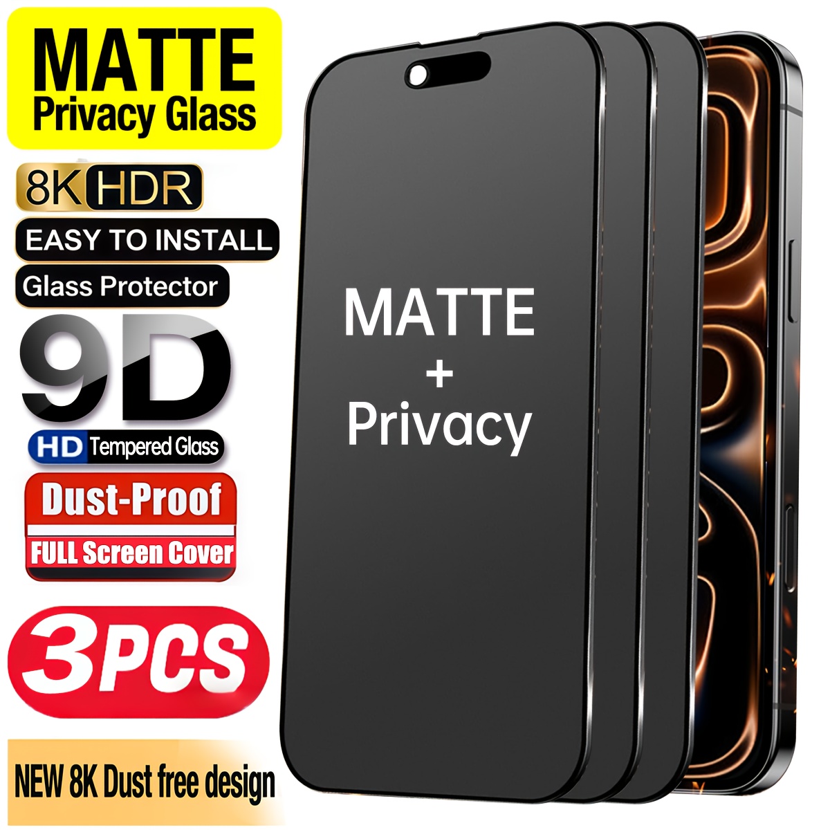 E-shop 3 Stück Matte Frosted Blickschutz Vollbildschirmschutzfolie, Schützt den Bildschirm vollständig, Kompatibel mit für iPhone 17/17 E/17 Pro Max/17