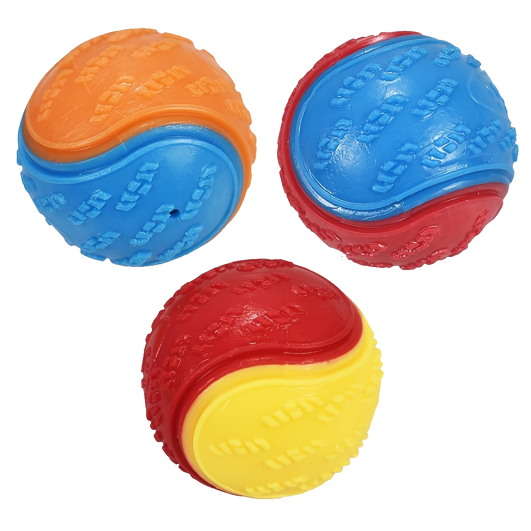 TEMU 1/3/6pcs Squeaky Dog Balls, Puppy Pet Chew Balls Teething Balls 2, 5in, High Bouncy Dog Ball For Interactive Playing, Dog Toys Balls For